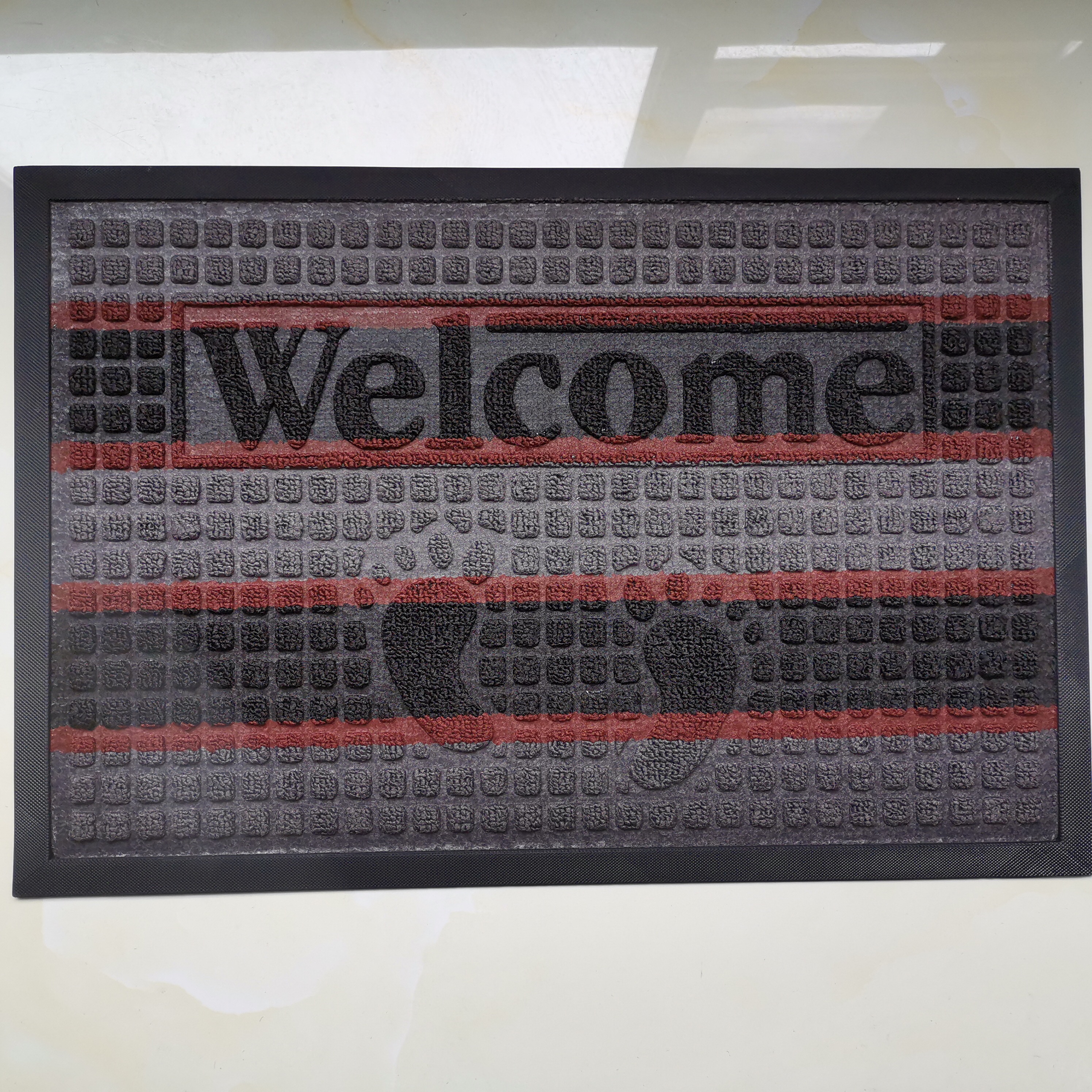 Customized Heavy Duty Embossed Waterproof Anti Slip Natural Rubber Door Mat